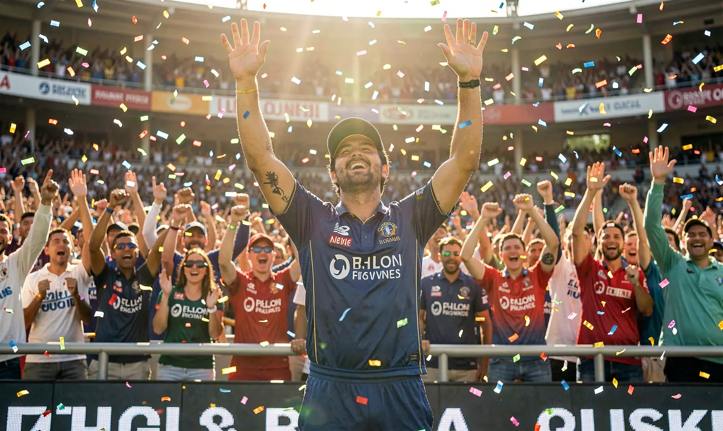 786JL Bet – Experience the thrill of cricket betting in Bangladesh Cricket player celebrating a match winning moment in a packed stadium capturing the excitement and passion of the sport with 786JL betting in Bangladesh